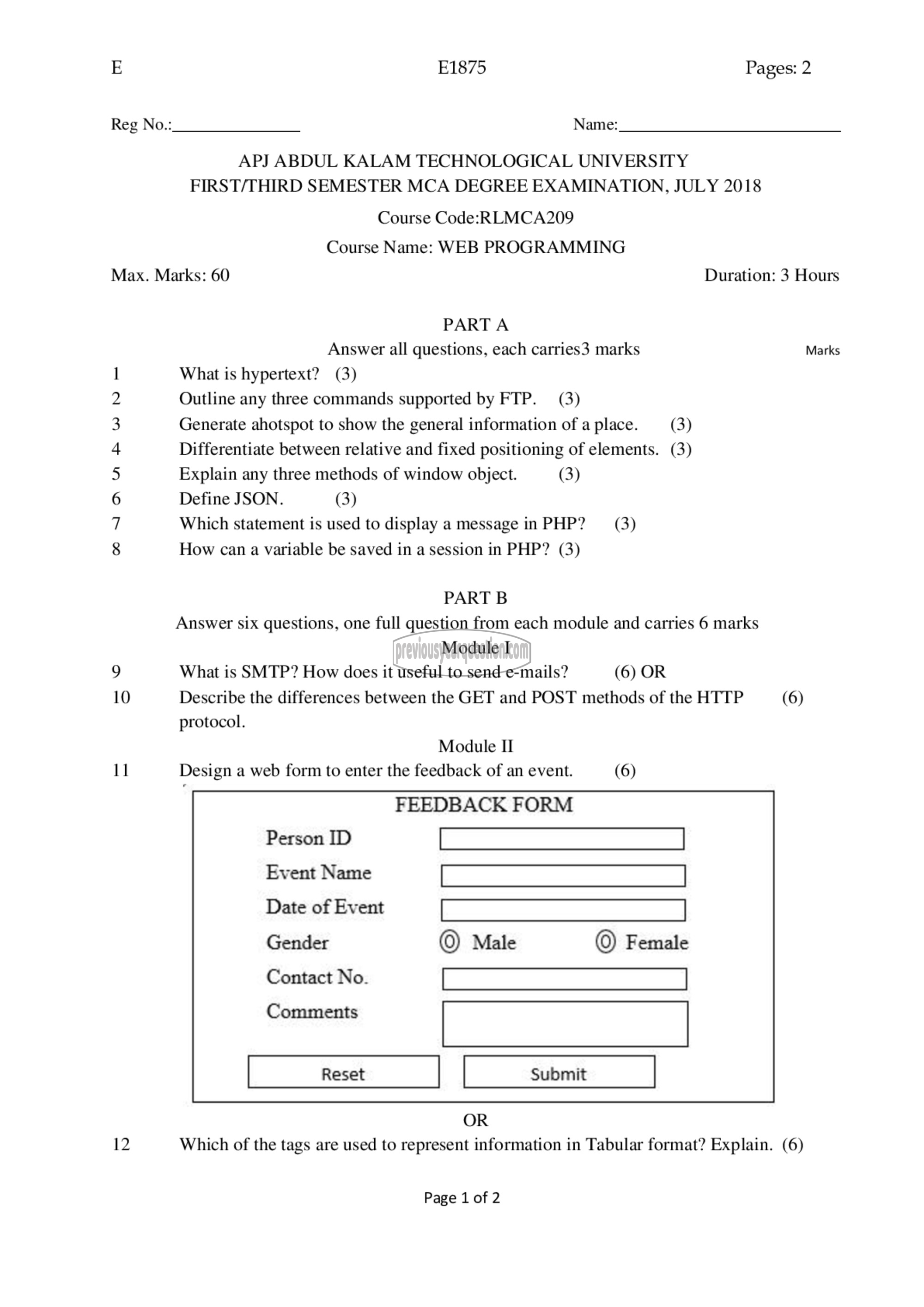 Question Paper - Web Programming-1